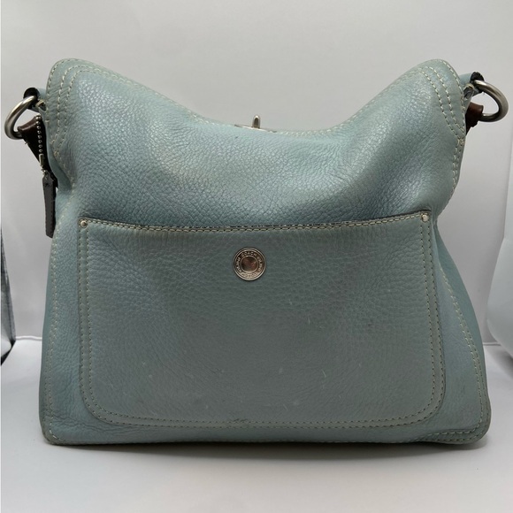 Coach Handbags - Coach Pebbled Leather Blue Hobo Shoulder Bag Turnlock